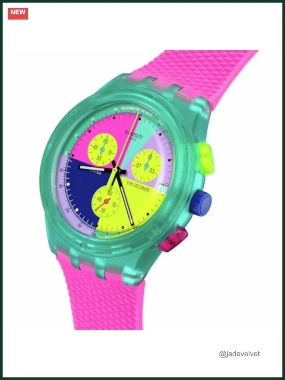 Swatch Neon Flash Arrow Chrono 42mm Unisex Watch Quartz Glow